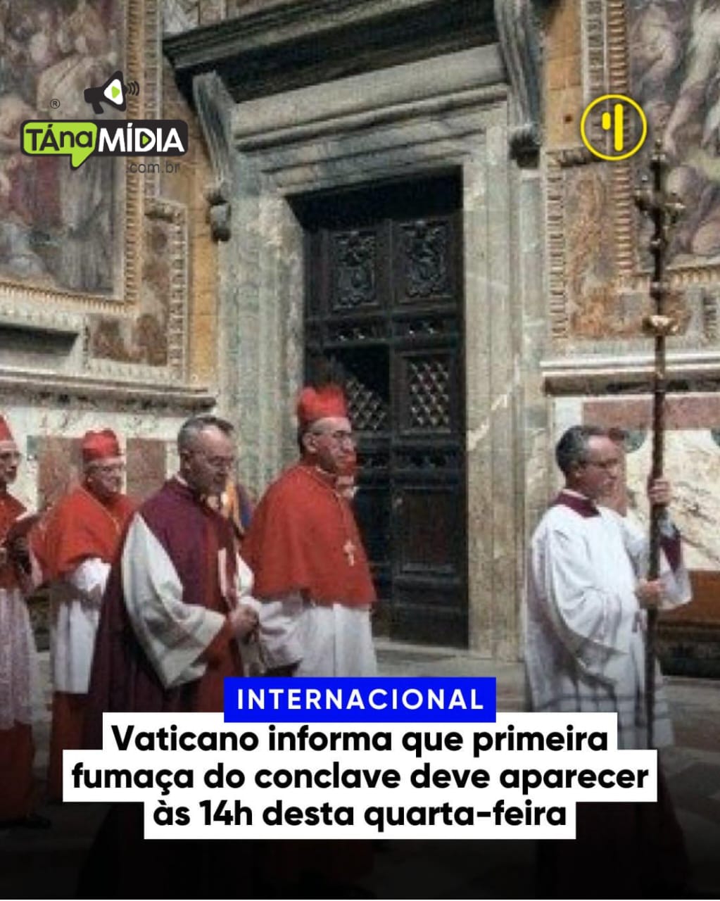 Vaticano informa que primeira fumaça do conclave deve aparecer às 14h desta quarta-feira.Se branca, a fumaça indica que um nome foi escolhido para assumir o papado. No entanto, se a fumaça for preta, significa que a votação irá continuar