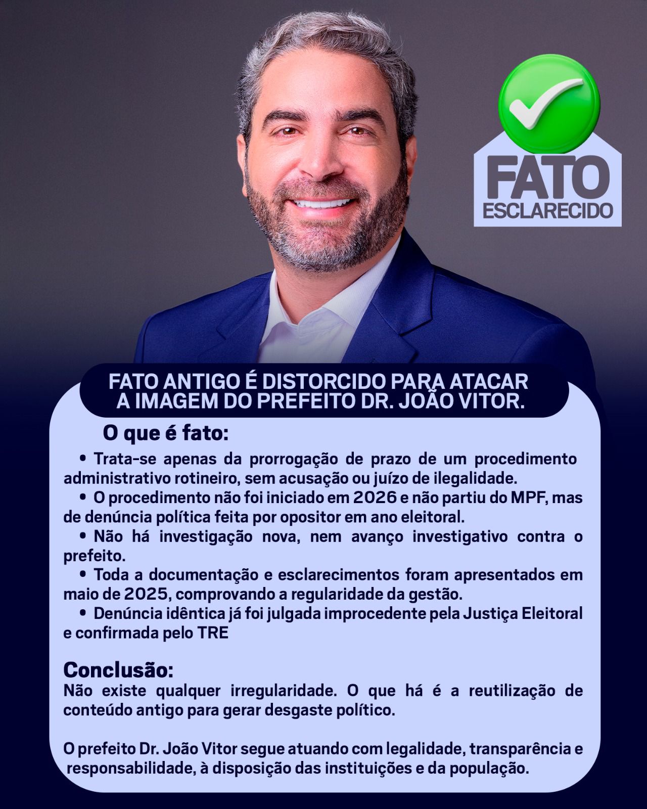 FATO ANTIGO É DISTORCIDO PARA ATACAR A IMAGEM DO PREFEITO DR JOÃO VITOR