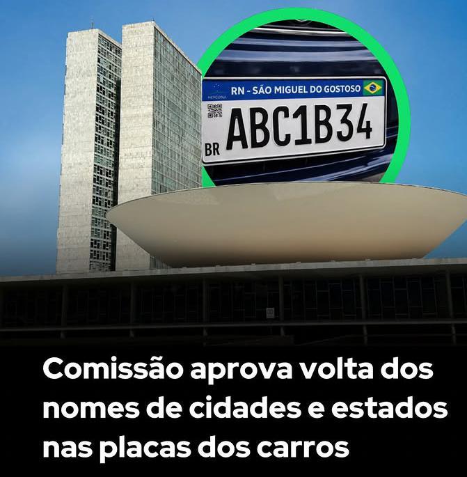 Comissão aprova proposta de recolocação de município e estado nas placas dos carros