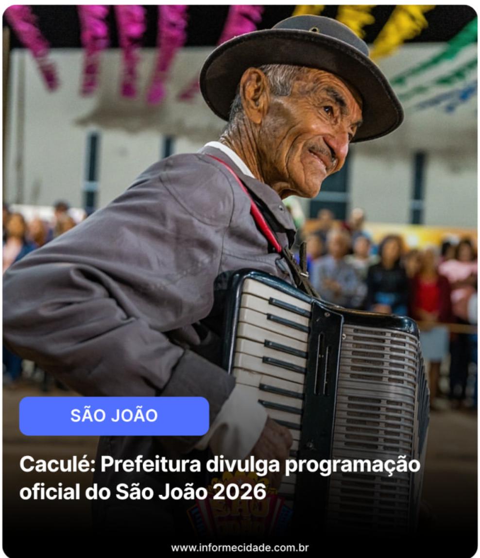 CACULÉ: Prefeitura divulga programação do São João 2026