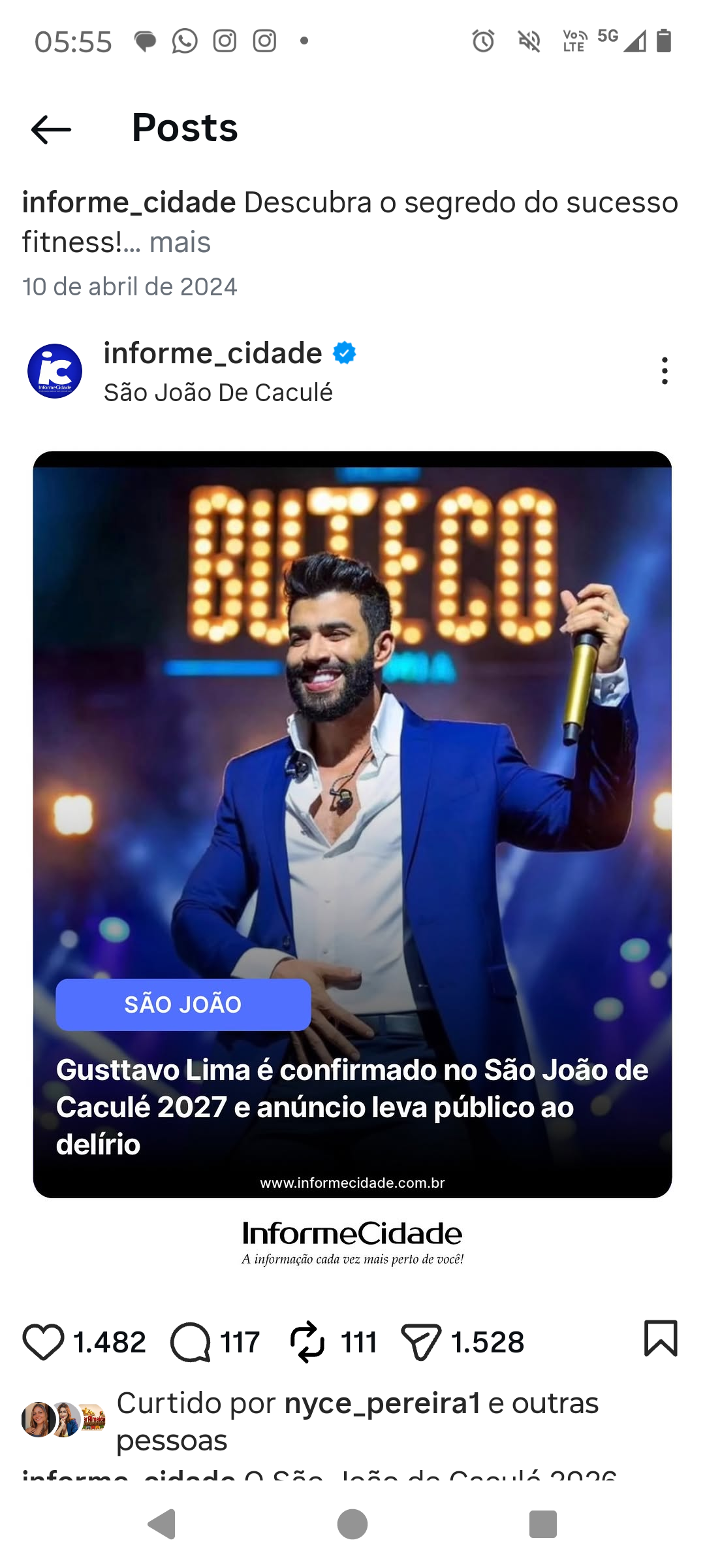 Gusttavo Lima é anunciado como atração do São João de Caculé 2027